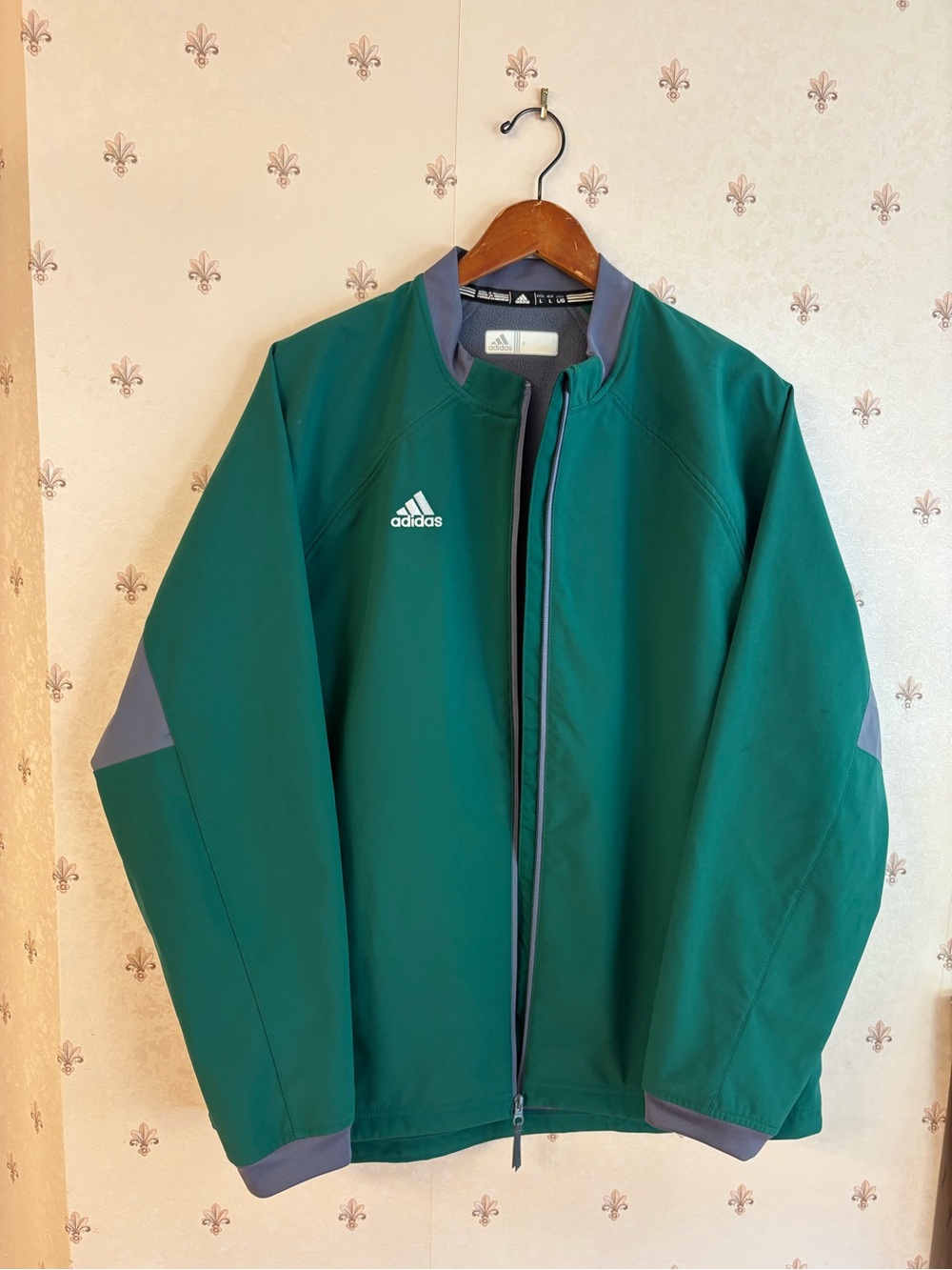 adidas Men's Teal Green Performance Full-Zip Jacket with Gray Accents